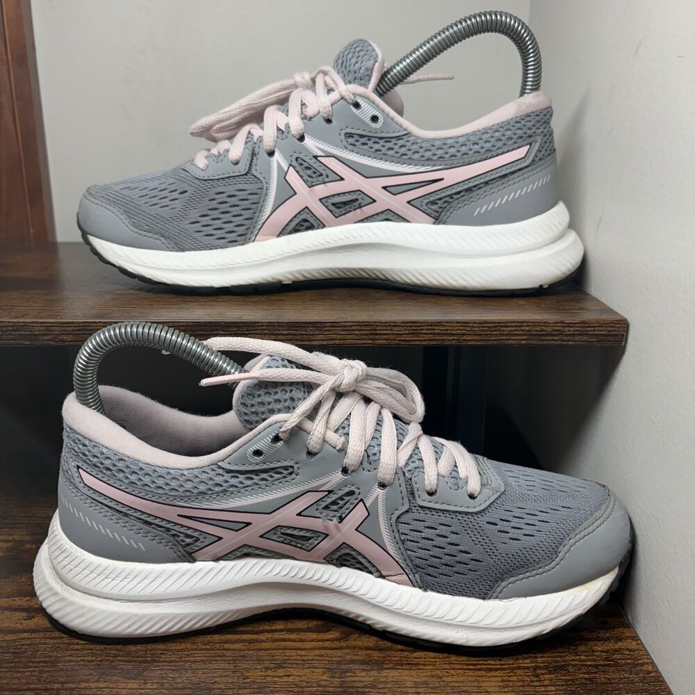 ASICS Gel-Contend 7 Gray Pink Running Shoes Sneakers Womens Size 6 - Picture 2 of 6